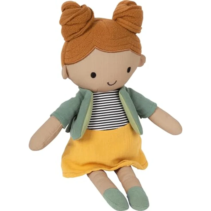 small Foot Stoffpuppe Maya, 39 cm große Puppe mit ausziehbarer Jacke, gelber Rock und liebevollen Details für Babys und Kleinkinder, 12779 – Bild 1