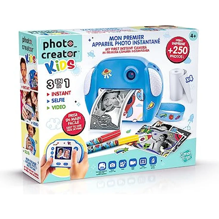 Canal Toys Appareil Photo Instantane, Kinderkamera mit 12 MP Auflösung und 1080p Videoaufnahme, blau – Bild 3