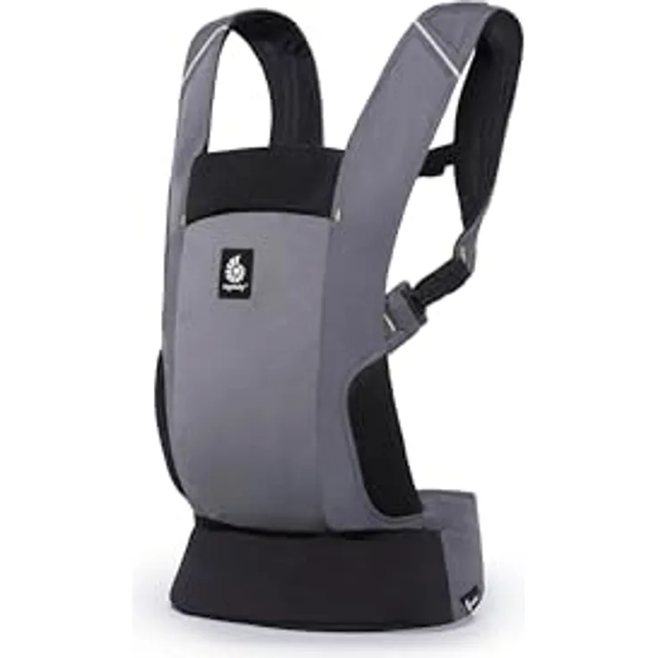 Ergobaby Away Babytrage, Reisetrage für Babys und Kleinkinder (5,4-15,9 kg), 2-Positionen Bauchtrage Rückentrage Baby Tragetasche, Graphite Grey