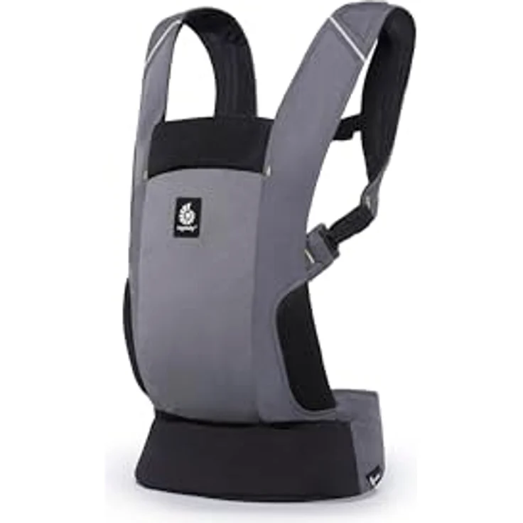 Ergobaby Away Babytrage, Reisetrage für Babys und Kleinkinder (5,4-15,9 kg), 2-Positionen Bauchtrage Rückentrage Baby Tragetasche, Graphite Grey – Bild 1