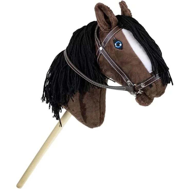 RL24 Hobby Horse Steckenpferd, Plüschspielpferd mit Trense und 40 cm Holzstock, braun – Bild 3