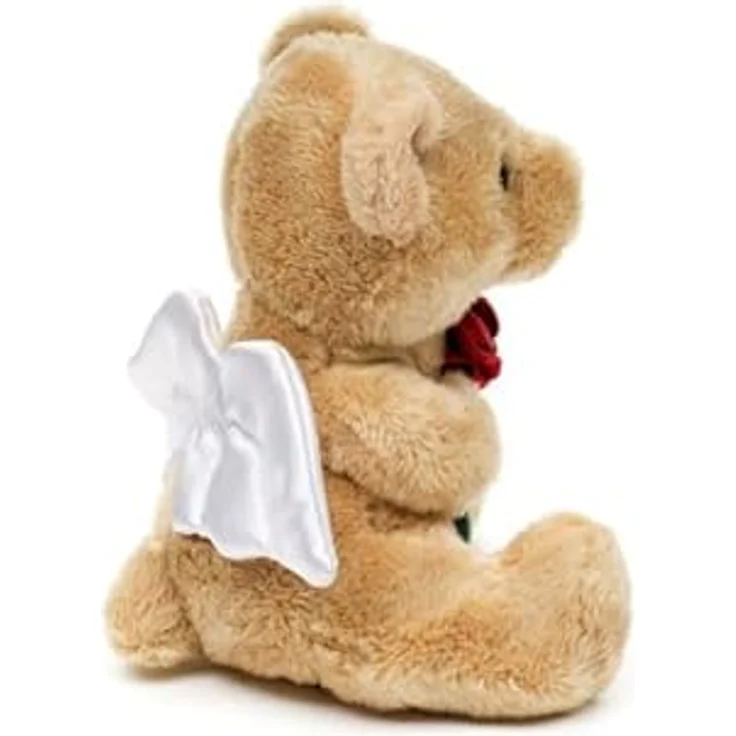 Teddys Rothenburg Teddybär Schutzengel mit Rose, hellbraun/weiß/rot/grün, 14 cm, maschinenwaschbar bis 30°C – Bild 2