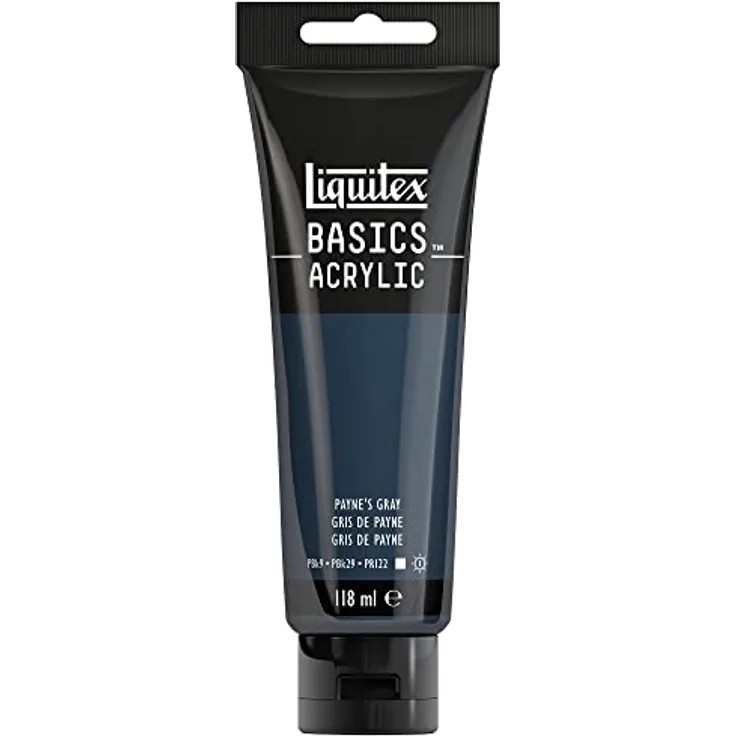 Liquitex Basics Acrylfarbe Payne's Grau, 118ml Tube, lichtecht, mittlere Viskosität, seidenglänzend, monopigmentiert, Archivqualität