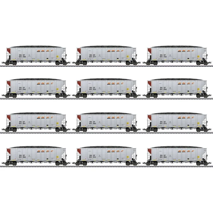 Märklin 45666 H0 12er-Set US Hopper Cars der BNSF, detaillierte Drehgestelle mit Spezialradsätzen – Bild 1