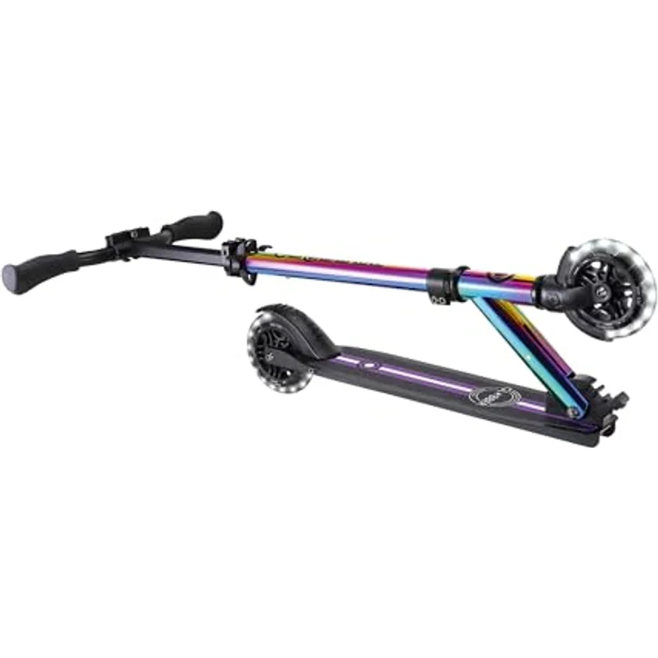 Globber Flow Element Lights, Klassischer Kinderroller mit LED-Rädern, Olive, für 100 kg, höhenverstellbar – Bild 5