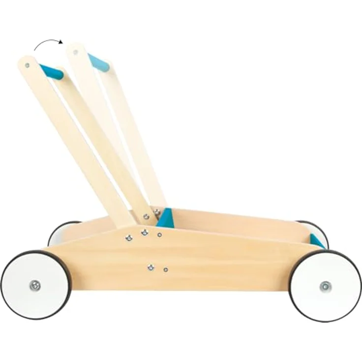 Small Foot Lauflernwagen Petrolblau, robuster Schiebewagen aus Holz mit großer Ladefläche ab 12 Monaten – Bild 3