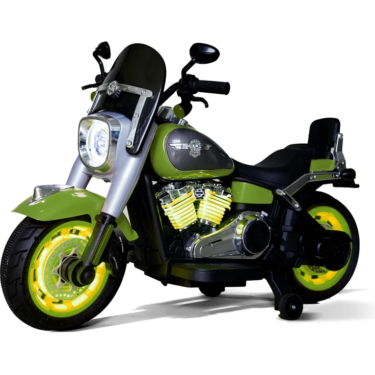 BoGi XXL Elektro-Kindermotorrad BJML818, 12V 55W Motor mit LED, USB, Bluetooth, grün, für Kinder bis 8 Jahre