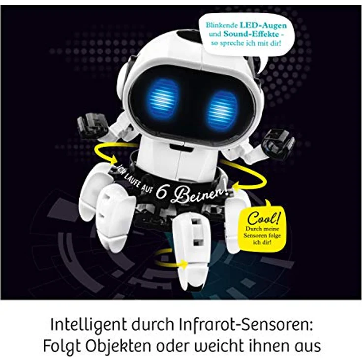 KOSMOS 617127 Chipz - Dein intelligenter Roboter, mit mehrsprachiger Anleitung, für Kinder ab 8 - 14 Jahre, folgt Bewegungen, weicht Hindernissen aus, Licht- und Soundeffekte, Roboter-Spielzeug – Bild 4