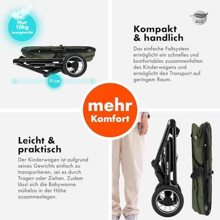 Daliya FLEXI-PRO M 3in1 Kinderwagen & Buggy mit i-Size Babyschale, Memory-Knöpfen, leicht und großem Einkaufskorb – Bild 6