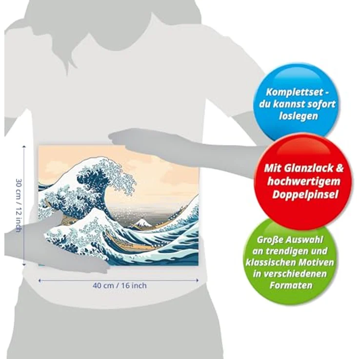 Ravensburger CreArt - Malen nach Zahlen 23690 - ART Collection: The Great Wave (Hokusai) - ab 14 – Bild 6