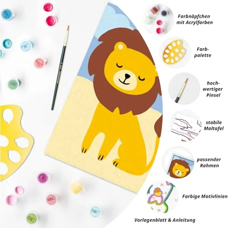 Ravensburger Verlag GmbH Malen nach Zahlen CREART® - Kleiner Löwe, Malvorlagen mit farbigen Motivlinien und 5 Acrylfarben, ab 7 Jahren – Bild 5