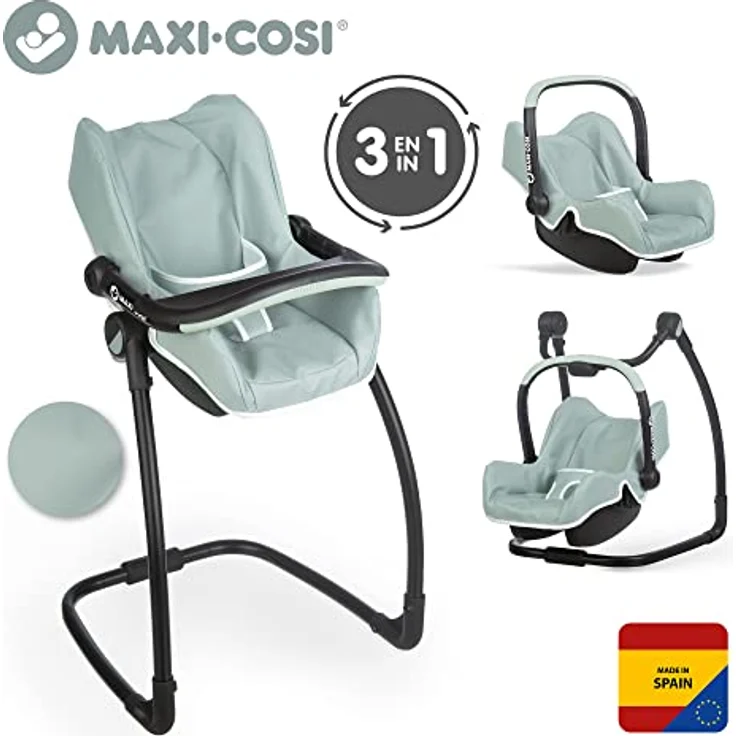 Smoby - Maxi-Cosi 3-in-1 Puppenhochstuhl - für Puppen bis 42 cm, Hochstuhl, Autositz & Schaukel-Sitz, Puppenzubehör für Kinder ab 3 Jahren – Bild 2