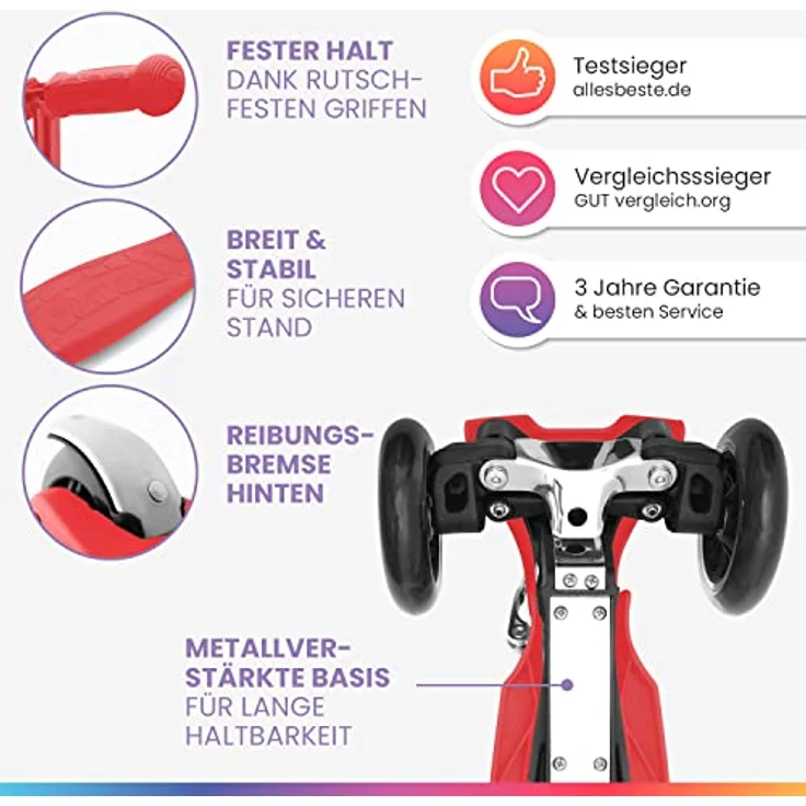 fun pro Fun Pro ONE Roller, Sicherer Premium Roller für Kinder ab 3 Jahre, LED Räder, faltbar, Vergleichstestsieger (blau) – Bild 2