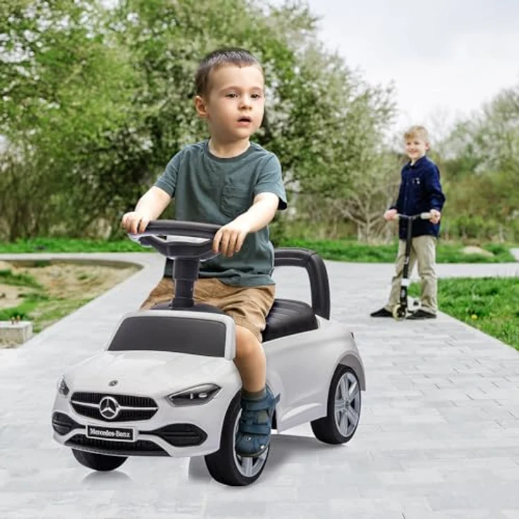Weiss Mercedes-Benz C-Class Rutscher, Kinderfahrzeug mit originalgetreuer Optik, weiss – Bild 2