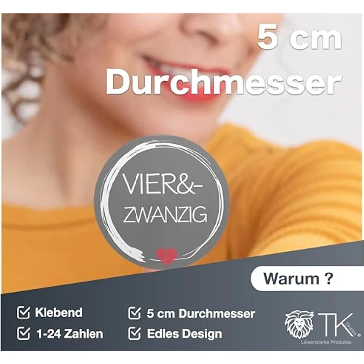 TK Gruppe Timo Klingler Weihnachtswunder® Adventskalender Aufkleber Sticker Zahlen Buttons 1-24 DIY Kraftpapiertüten (Edition 1) - Selbstklebend & hochwertig hergestellt – Bild 3