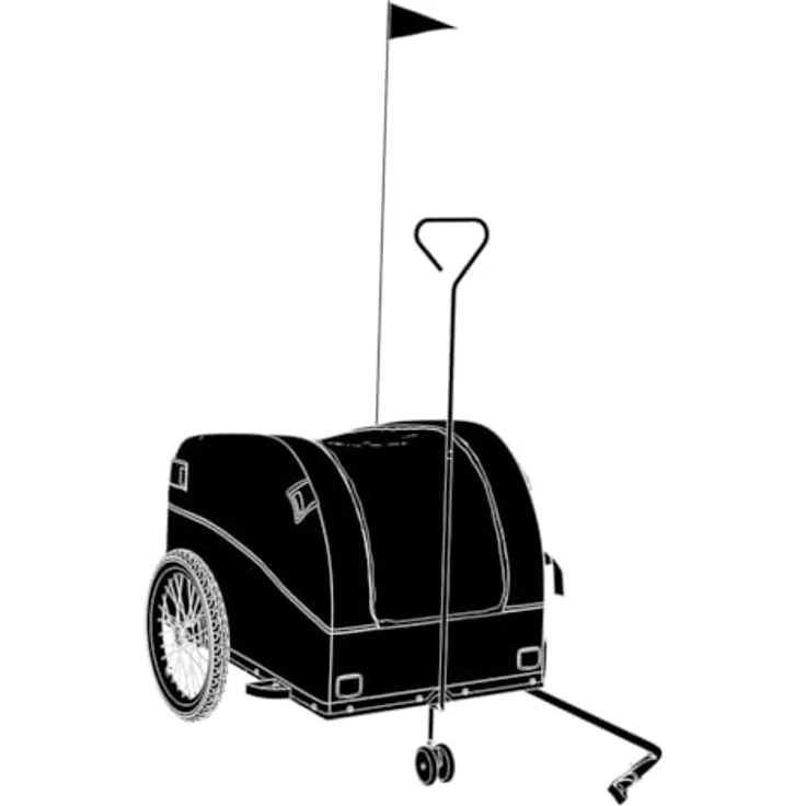 vidaXL Fahrradkinderanhänger Fahrradanhänger Schwarz und Grün 45 kg Eisen, Robustes Material, Praktisches Design, Maximale Tragfähigkeit – Bild 5
