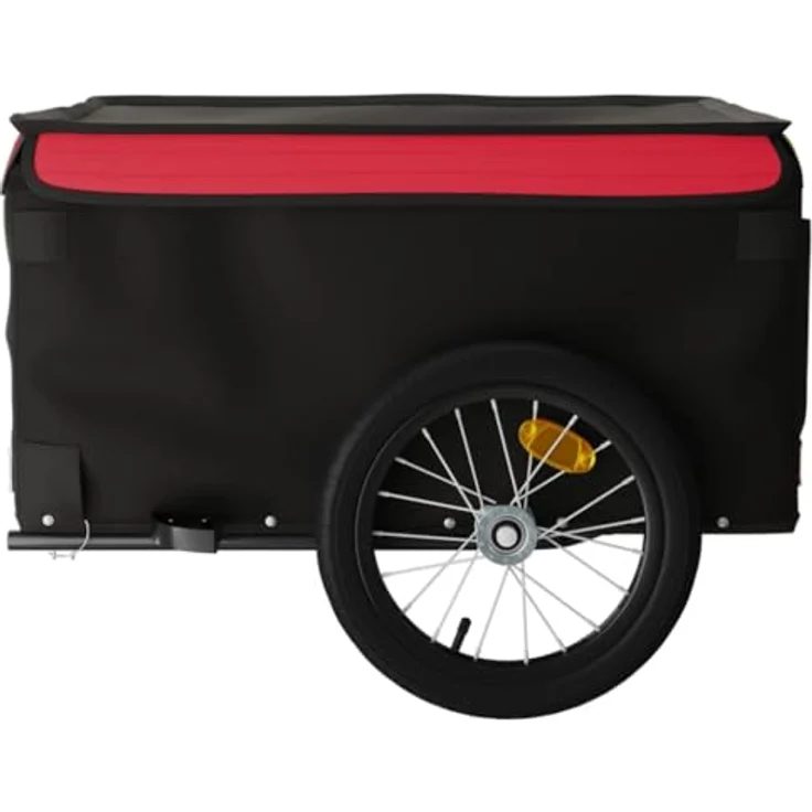 vidaXL Fahrradanhänger Schwarz und Rot 45 kg Eisen, Robustes Material, Praktisches Design, Cleveres Design – Bild 7