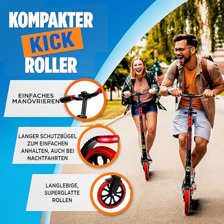 Hurtle SereneLife Roller, klappbarer Unisex-Tretroller für Kinder & Erwachsene, höhenverstellbar, Big Wheel Scooter bis 120 kg belastbar, geeignet für Innen- und Außenbereich – Bild 7