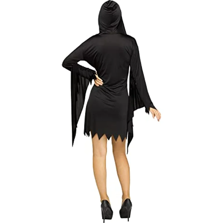 Fun World Division Scream - Ghostface Abendkleid (S), schwarzes Kapuzenkleid mit Masken-Zubehör für Halloween, 100% Polyester – Bild 2