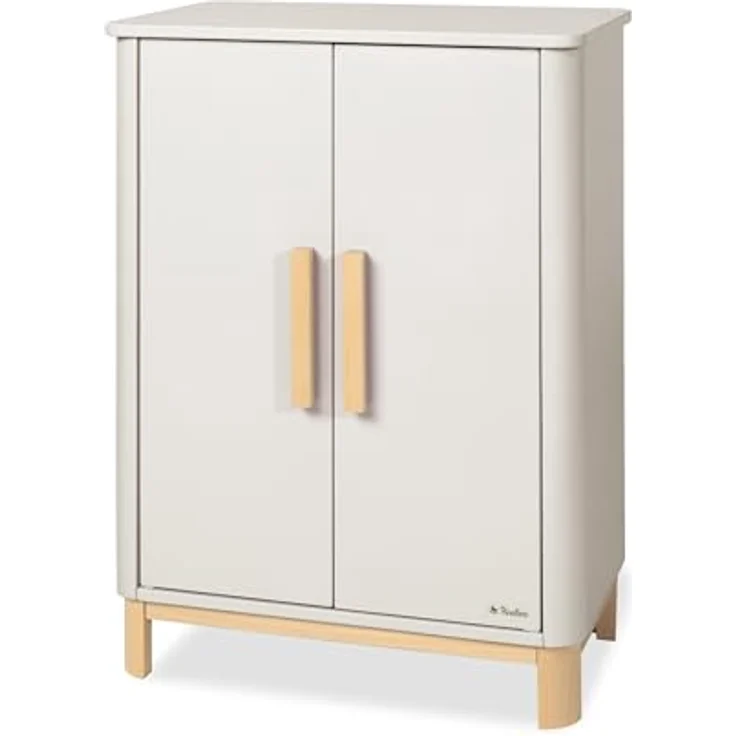 Pinolino Puppenschrank Malea, 4-tlg. mit 1 Einlegeboden, 1 Kleiderstange inkl. 3 Kleiderbügel, Beige – Bild 1