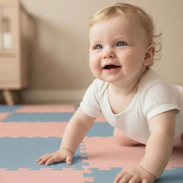 LittleTom Spielmatte Baby Puzzlematte Blau & Rosa, 18-teilig, 30x30 cm Matten, 180x90 cm Bodenmatte, EVA Schaumstoff, rutschfest, allergikerfreundlich – Bild 3
