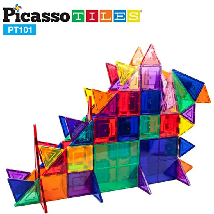 PicassoTiles 101 Piece Magnetic Building Block Set, STEM Educational Toy for Child's Brain Development, Stacking Blocks, PT101 – Bild 4