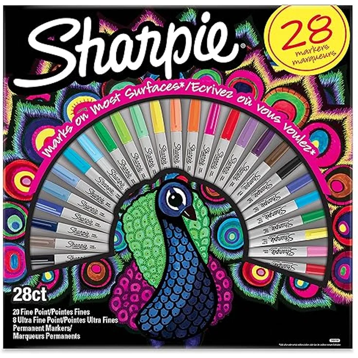 Sharpie Permanent Marker | Marker Stifte mit feinen und ultrafeinen Spitzen | exklusive Farben | 28 Stück Market Set – Bild 1
