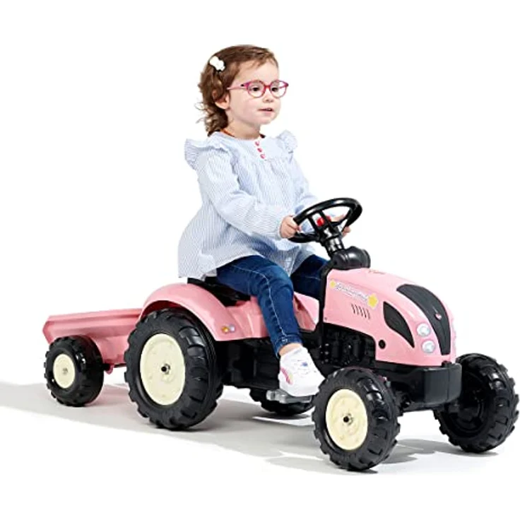 Falk FALK Pedal Tractor Country Star Pink + Trailer and Horn from 2 Years. – Bild 3