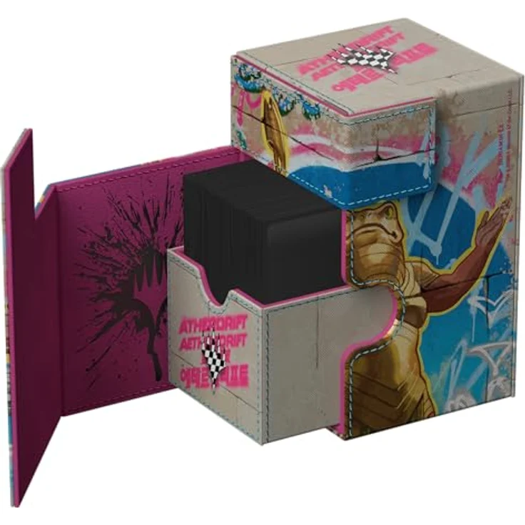 Ultimate Guard Flip'n'Tray 100+, Sammelkarten-Zubehör für Magic: The Gathering, Xenoskin-Material, für 100 doppelt gesleevete Karten, mit Würfelfach, Aetherdrift - Sab-Sunen, Luxa Embodied, Ätherdrift 2 – Bild 2