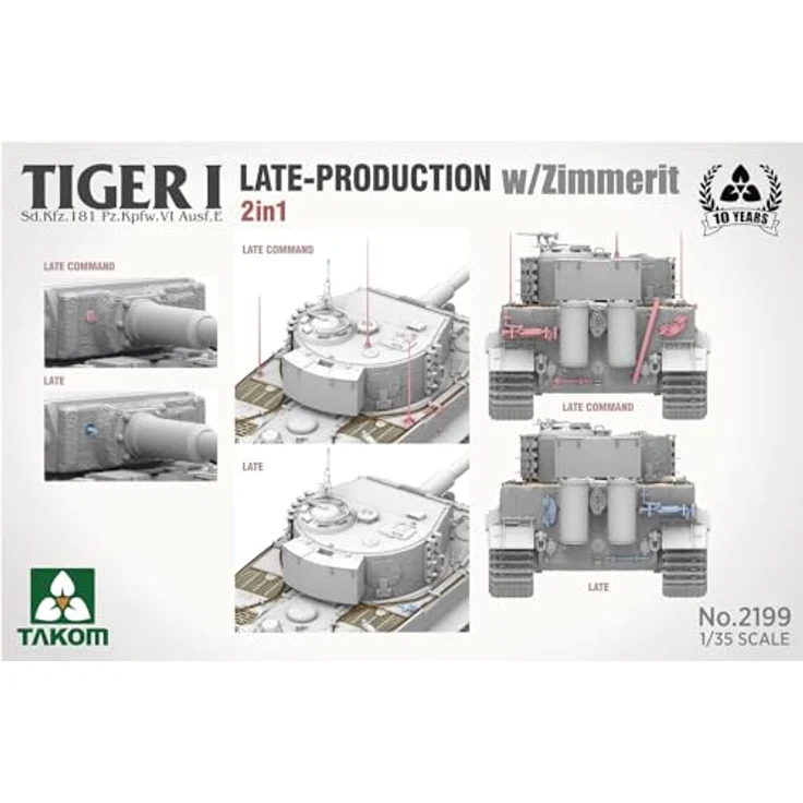 Takom Tiger I Late-Production w/Zimmerit Sd.Kfz.181 Pz.Kpfw.VI Ausf.E, Modellfahrzeug 2 in 1 – Bild 3