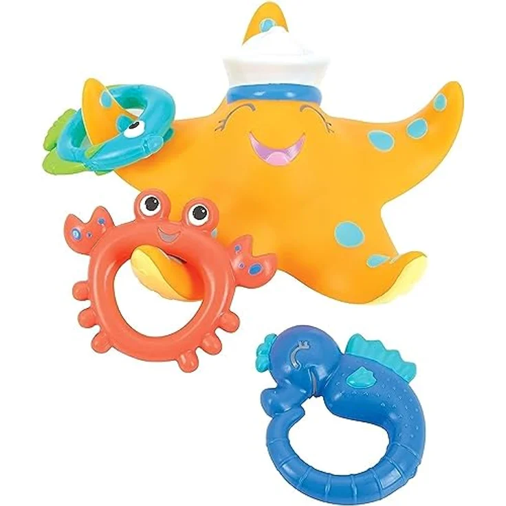 Nuby – Badespielzeug Seestern mit 3 Ringen – Baby und Kinder Wasserspielzeug – Sicheres Badewannespielzeug Kleinkinder – 18+ Monate – Bild 1
