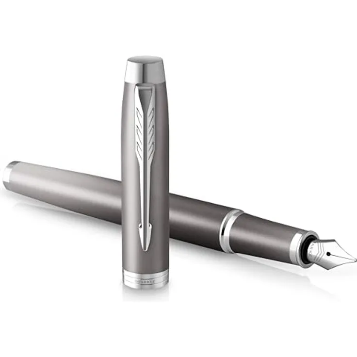 Parker Pen IM Writing Rituals Füllfederhalter, Grau, Strichst. M, metallisches Satin-Finish