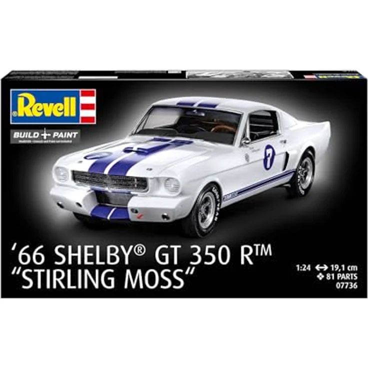 Revell 1966 Shelby GT 350 R Stirling Moss, Modellbausatz im Maßstab 1:24 mit 81 Teilen und detailliertem V8-Motor – Bild 2