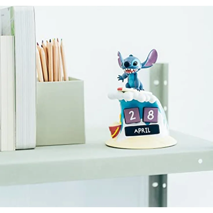 Grupo Erik Stitch 3D Ewiger Kalender Surfer, handbemalt aus hochwertigem Harz, mit Datumsblöcken, 15,5 x 11,7 x 11,7 cm – Bild 7