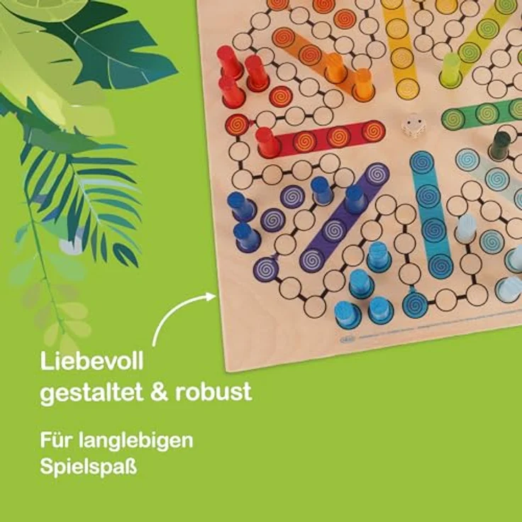 Hess Holzspielzeug 14849 - Brettspiel "Raus mit Dir" aus Holz, inklusive Würfel und Spiel-Steinen, handgefertigt, für bis zu 8 Personen, unterhaltsamer Spielspaß für Klein und Groß – Bild 6