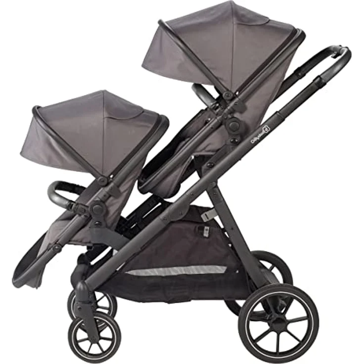 BabyGo Zwillings-Kombikinderwagen Duo, grau, inkl. Wickeltasche u. 2 Regenhauben – Bild 9