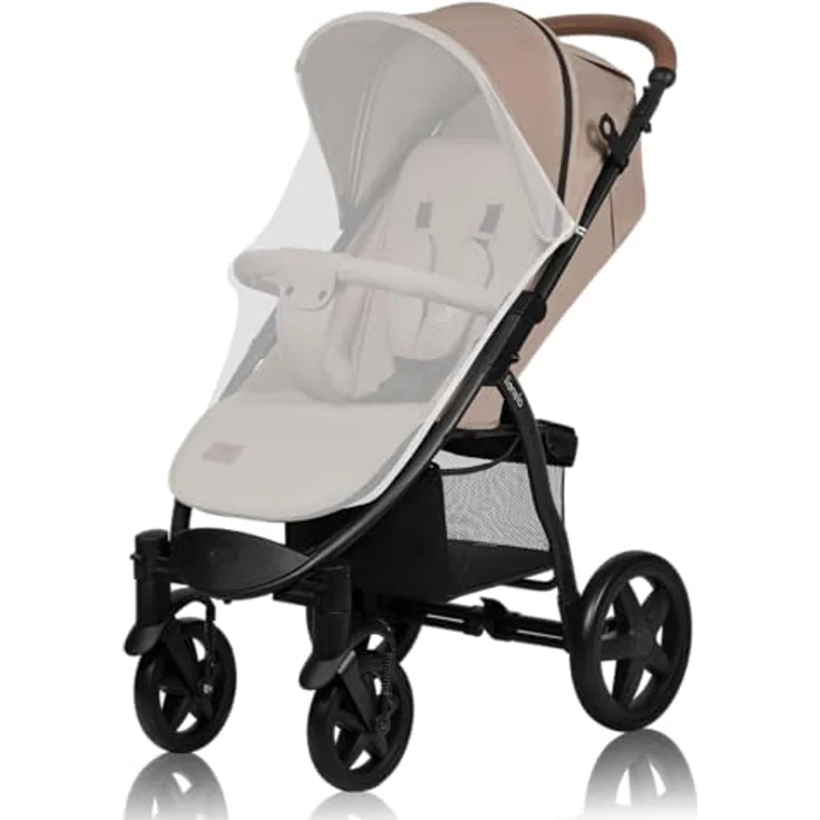 LIONELO Annet Buggy bis 22 kg mit Liegefunktion, Kinderwagen klein zusammenklappbar mit Zubehör, Eva-Schaum-Räder, Moskitonetz, Fußdecke Getränkehalter, Korb – Bild 3