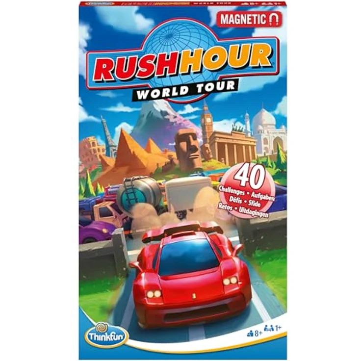Thinkfun® Rush Hour® World Tour, magnetisches Reise-Denkspiel mit internationalen Sehenswürdigkeiten – Bild 1