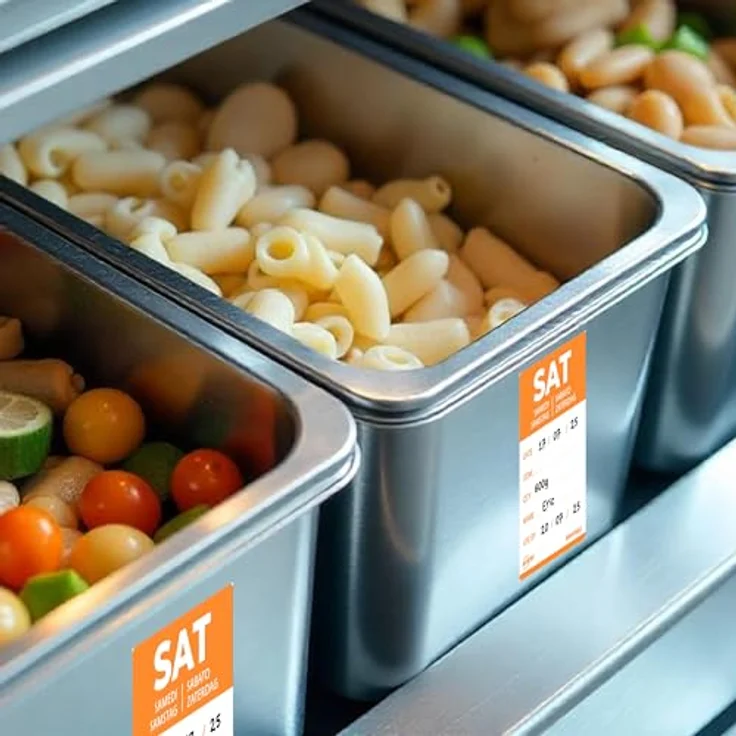 AVERY Zweckform ablösbare Lebensmittel-Tagesetiketten Samstag, orange, 40 x 56 mm, 500 Aufkleber auf Rolle, 5-sprachig, HACCP-konform – Bild 2