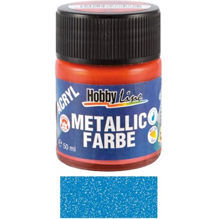 KREUL 77575 Acryl Metallicfarbe, 50 ml, metallisch blau, cremig deckend, schnelltrocknend, wasserfest auf Wasserbasis – Bild 4