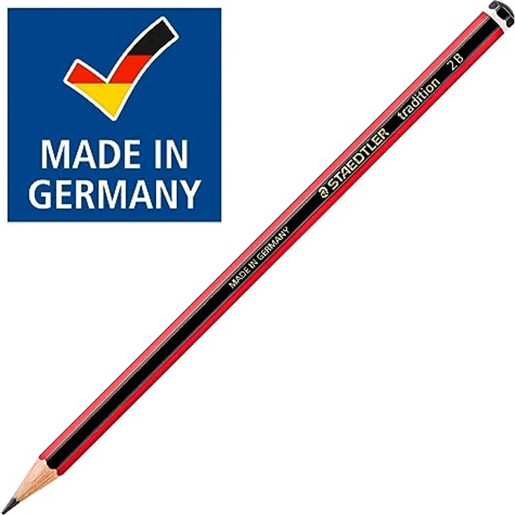 STAEDTLER 110 Tradition Bleistift, 2B Härte, sechseckig, Zedernholz, 12 Stück, schwarz/rot – Bild 2