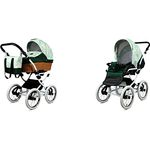 BabyLux ALU 2in1 Kinderwagen für Kleinkinder – Green Daisy White Frame, 59x105x125cm, Max. 15kg, verstellbare Rückenlehne, Fünf-Punkt-Sicherheitsgurte