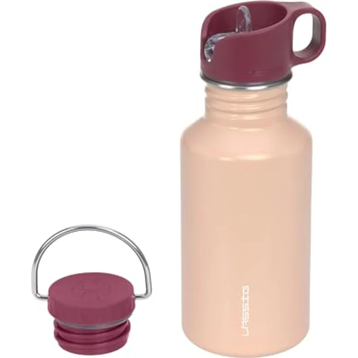 LÄSSIG Trinkflasche Edelstahlflasche BPA-frei 500ml Kinder Kita Kindergarten auslaufsicher mit Sporttrinkverschluss rosa – Bild 1
