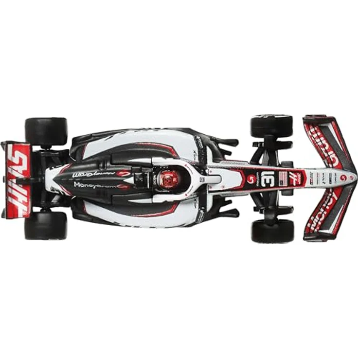 Hot Wheels Premium Formula 1 MoneyGram Haas F1 Team 2er-Pack, Modellfahrzeuge im Maßstab 1:64 mit authentischen Lackierungen und detaillierten Fahrerhelmen, Esteban Ocon Nr. 31 und Oliver Bearman Nr. 87 – Bild 4