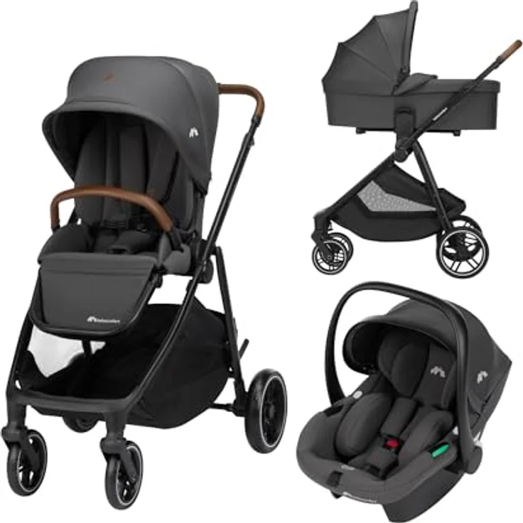 Bebeconfort Luvia Trio, Kombikinderwagen 3 in 1 mit Babyschale und Aufsatz, Smartes Faltsystem, Verstellbarer Schieber, für Kinder 0–4 Jahre, Mineral Graphite – Bild 1