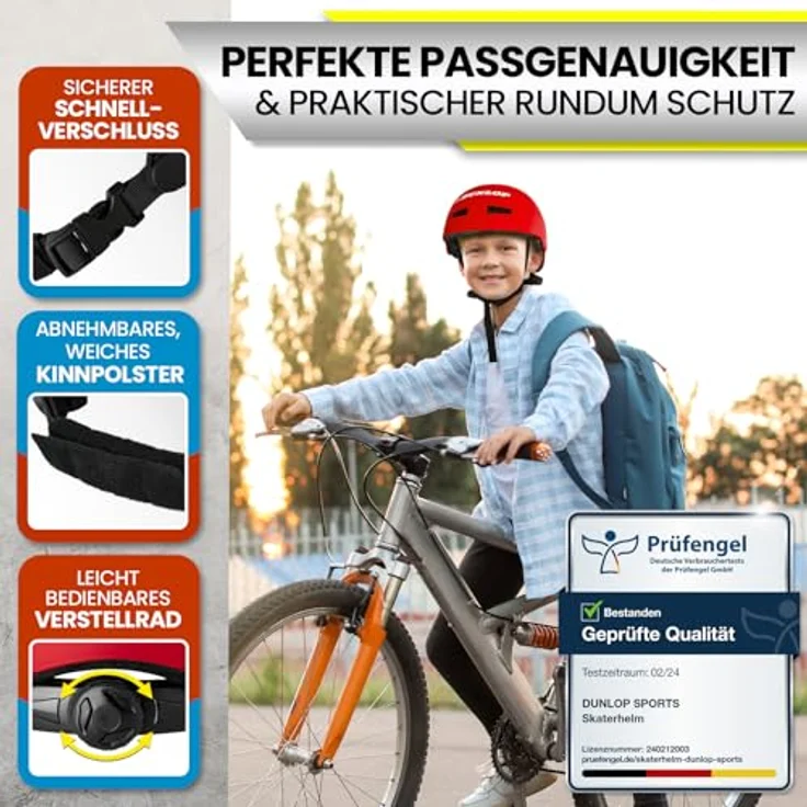 Dunlop Sports Fahrradhelm Urban Cool Pro - Test Sehr Gut - Leichter robuster Allrounder Helm, 14 Fach belüftet, Schnellverschluss, Auto Kopfanpassung (Rot, L (58-61cm)) – Bild 3