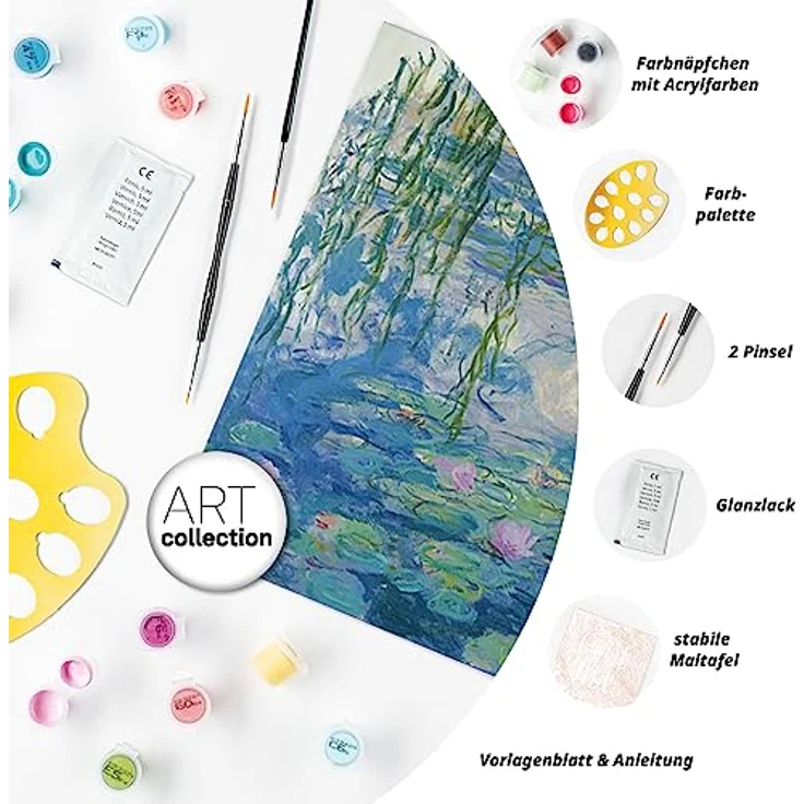 Ravensburger CreArt - Malen nach Zahlen 23651 ART Collection: Waterlilies (Monet) ab 14 Jahren – Bild 5