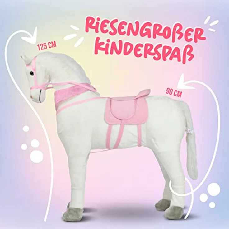 Pink Papaya Giant XXL Kinder Spielpferd zum Reiten Luna 125 cm | Plüschpferd | Fast lebensgroßes Pferd zum Reiten für Kinder | Stehpferd bis 100kg belastbar mit Sounds – Bild 5