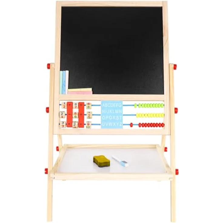 KRUZZEL Standtafel Faltbare Kindertafel, Doppelseitige Kreidetafel aus Holz – Bild 7