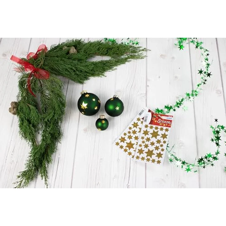 HERMA 3916 Aufkleber Sterne Glitzer Gold, 27 Stück, Hologramm Folie, Weihnachtssticker Sternaufkleber – Bild 3